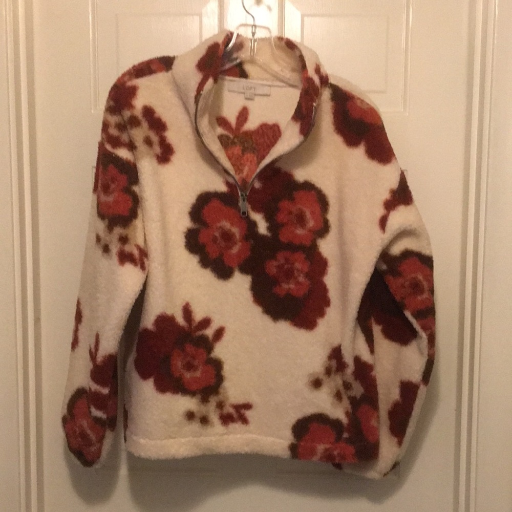 Loft Plush Floral Sherpa NWOT